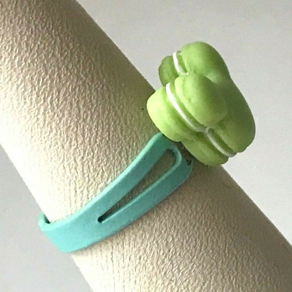 Disney Mickey Mouse Ears Ring Size 5 6 7 Macaroon Snacks Green Aqua - Picture 4 of 11